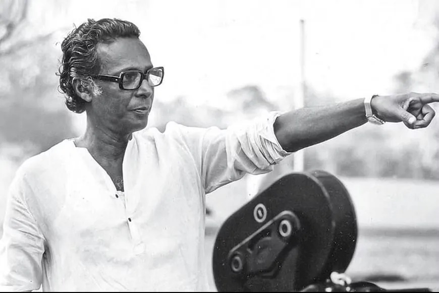 Mrinal Sen directing on set, capturing his unique storytelling approach